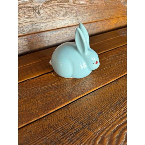 Ceramic Bunny Rabbit Figurine Light Blue Whimsical Easter Spring Decor - Picture 10 of 10